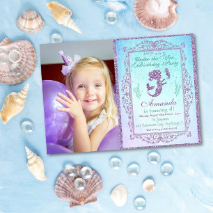 FOTO Zeemeermin Zwembad Feest Onder de Zee Verjaar Kaart