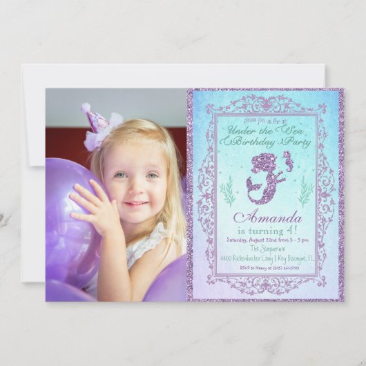 FOTO Zeemeermin Zwembad Party Onder het Zee Verjaa Kaart (Voorkant)