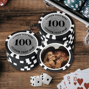 Foto Zilver 100 Genummerd Poker Chips