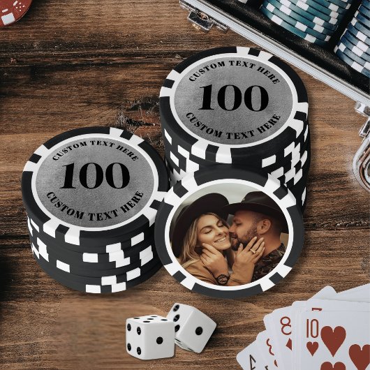 Foto Zilver 100 Genummerd Poker Chips