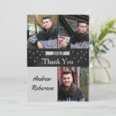 Foto Zilver Afstuderen Dank u kaart (Staand voorkant)