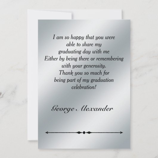 Foto Zilver Afstuderen Dank u kaart (Achterkant)