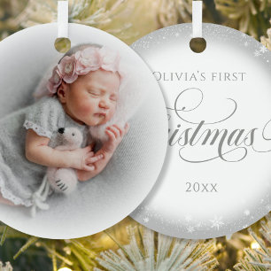 Foto Zilver Wit Metalen Ornament