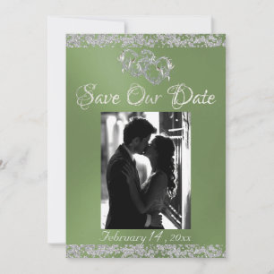 Foto, Zilveren Harten & Glitter - Sage Save The Date