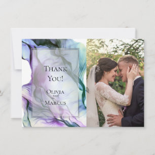 Foto Zilveren Lijst Abstracte Pruim Turquoise Stro Bedankkaart