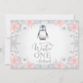 Foto Zilveren Pinguïn Winter Onederland Verjaardag Kaart (Achterkant)