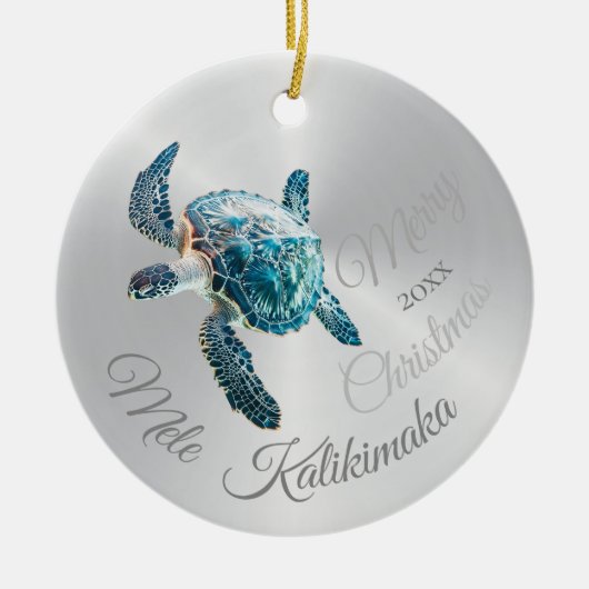 FOTO Zilveren Schildpad | Mele Kalikimaka | Keramisch Ornament (Voorkant)