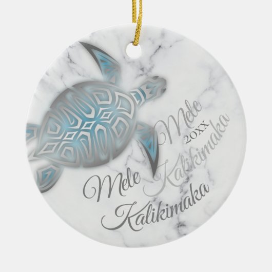 FOTO Zilveren Schildpad | Mele Kalikimaka | Keramisch Ornament (Voorkant)