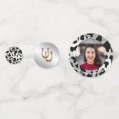 Foto & Zilveren Zwarte Koe Vlekken met Hoefijzer Confetti