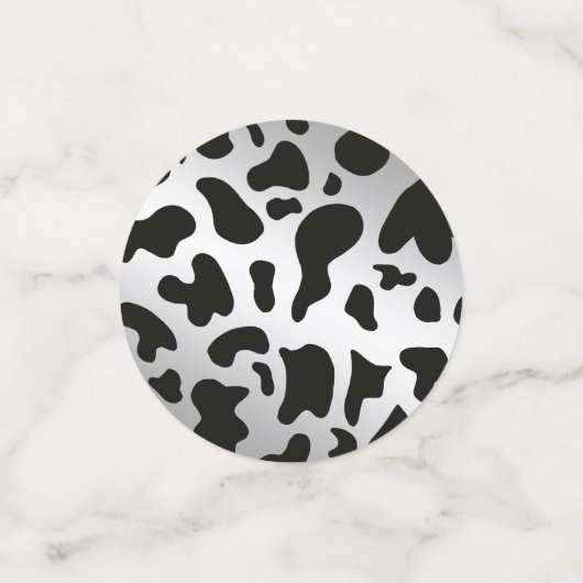Foto & Zilveren Zwarte Koe Vlekken met Hoefijzer Confetti (Kleine voorkant)