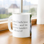 Foto zoals vader zoals dochter of zoon koffiemok<br><div class="desc">Vier de speciale band tussen vader en kind met onze hartverwarmende "Like Father Like Daughter or Son" Coffee Mok. Deze gepersonaliseerde mok legt de essentie vast van de unieke verbinding die een vader en zijn kind delen, waardoor het het perfecte geschenk is voor Vaderdag, verjaardagen of elke gelegenheid. Deze keramische...</div>