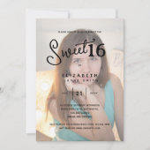 FOTO ZOETE 16 Moderne Elegante Budget Verjaardag Kaart (Voorkant)