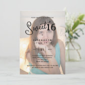 FOTO ZOETE 16 Moderne Elegante Budget Verjaardag Kaart (Staand voorkant)
