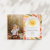 Foto Zon Regenboog Retro Boho Wavy 1e Verjaardag Kaart