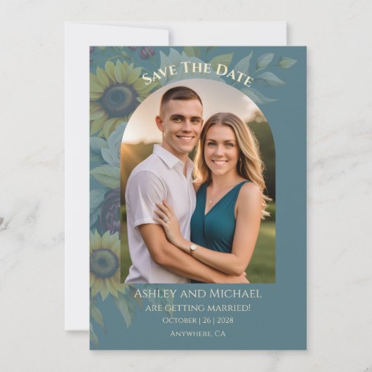 Foto Zonnebloem Land Elegantie Save The Date (Voorkant)