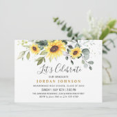 FOTO Zonnebloemen Eucalyptus Graduparty Kaart (Staand voorkant)