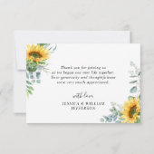 FOTO Zonnebloemen Eucalyptus Rustic Wedding Bedankkaart (Achterkant)