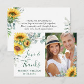 FOTO Zonnebloemen Eucalyptus Rustic Wedding Bedankkaart (Voorkant / Achterkant)