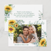 FOTO Zonnebloemen Eucalyptus Wedding Rustisch Bedankkaart (Voorkant / Achterkant)