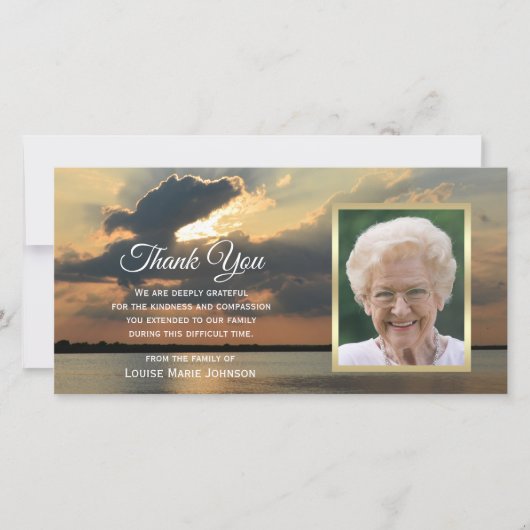 Foto Zonsondergang Sympathie Memorial Dank u Bedankkaart (Voorkant)