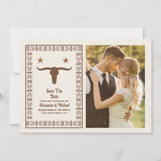 Foto Zuidwestelijke Country Ranch Westerne bruilof Save The Date (Voorkant)