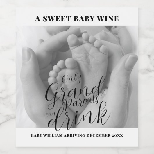 Foto Zwangerschap Aankondiging Grootouders te word Wijn Etiket (Enkel label)