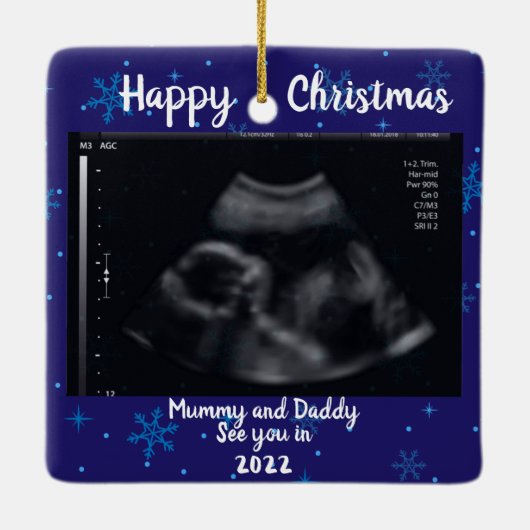 foto Zwangerschap Aankondiging verwachting ouder 2 Keramisch Ornament (Achterkant)