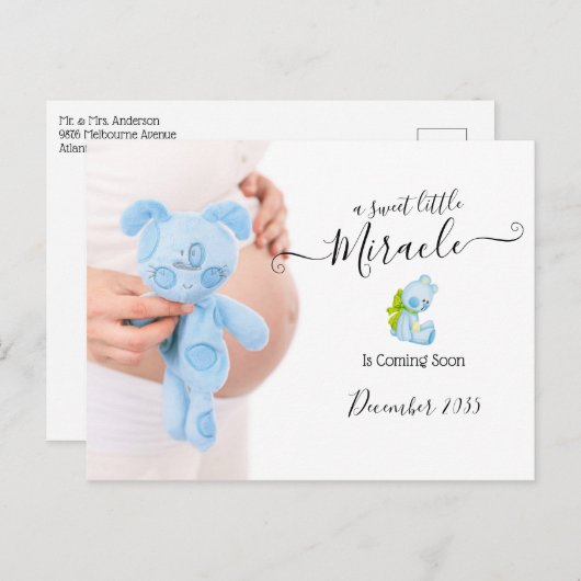 Foto Zwangerschap Aankondiging | Zoete mirakel Briefkaart (Voorkant / Achterkant)