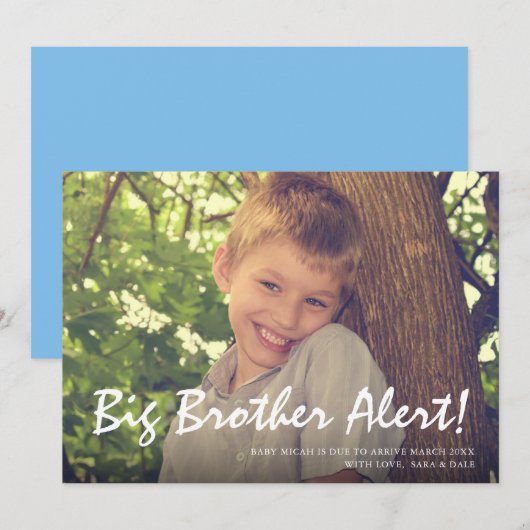 Foto Zwangerschap Big Brother Blue Announcement Ca Aankondiging (Voorkant / Achterkant)