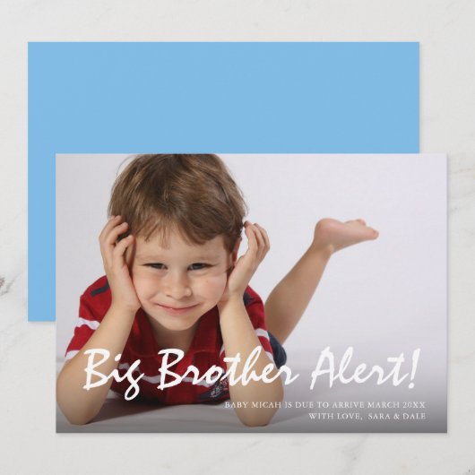 Foto Zwangerschap Big Brother Blue Announcement Ca Aankondiging (Voorkant / Achterkant)