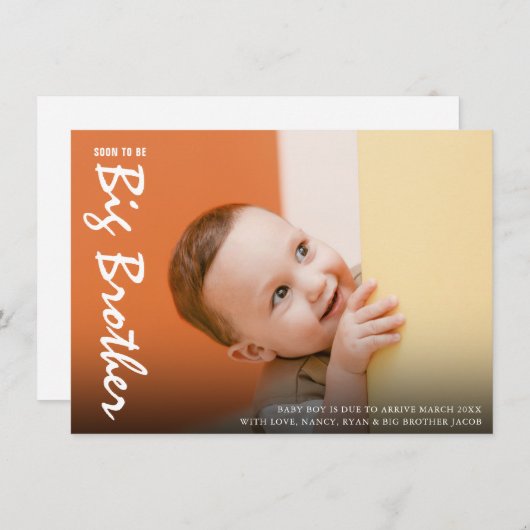 Foto Zwangerschap Big Brother Modern aankondiging (Voorkant / Achterkant)