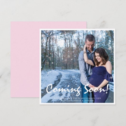 Foto Zwangerschap Binnenkort komt Roze Baby Aankon Aankondiging (Voorkant / Achterkant)