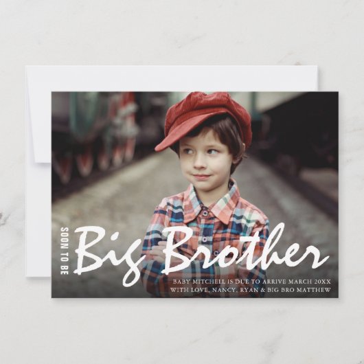 Foto Zwangerschap Grote broer Modern Aankondiging (Voorkant)