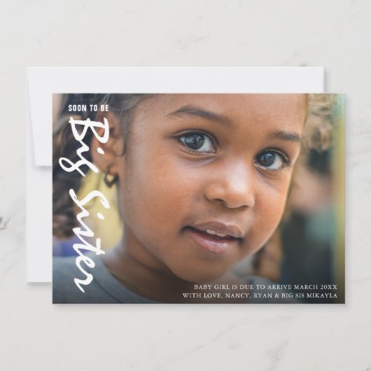 Foto Zwangerschap Grote zuster Modern aankondiging (Voorkant)