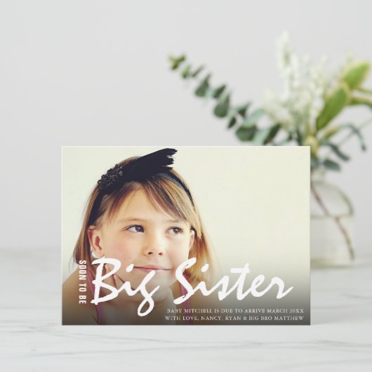 Foto Zwangerschap Grote zuster Modern aankondiging (Staand voorkant)