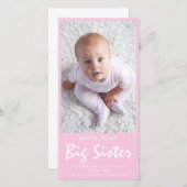 Foto Zwangerschap Grote zuster Roze aankondiging (Voorkant / Achterkant)