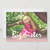 Foto Zwangerschap Grote zuster Roze aankondiging (Voorkant)