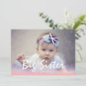 Foto Zwangerschap Grote zuster Roze aankondiging (Staand voorkant)