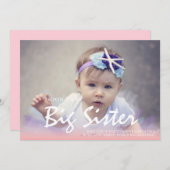 Foto Zwangerschap Grote zuster Roze aankondiging (Voorkant / Achterkant)