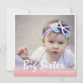 Foto Zwangerschap Grote zuster Roze aankondiging (Voorkant)