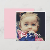 Foto Zwangerschap Grote zuster Roze aankondiging (Voorkant / Achterkant)