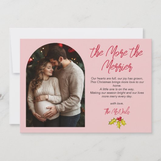 Foto Zwangerschap hoe meer de Merrier Kerstmis Feestdagenkaart (Voorkant)