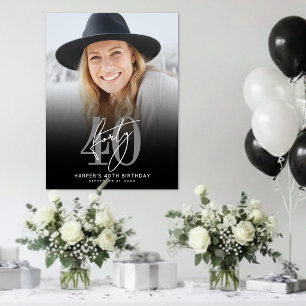 Foto Zwart 40e Verjaardagsfeestbord Poster