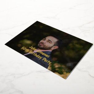 Foto Zwart 50e Verjaardag Goud Folie Uitnodiging