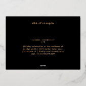 Foto Zwart 50e Verrassing Verjaardag Goud Folie Uitnodiging (Achterkant)