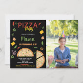 Foto Zwart Chili Pizza Verjaardag Uitnodigingen (Voorkant)