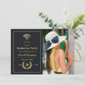 Foto zwart en Gold Virtual Afstuderen Aankondiging (Staand voorkant)
