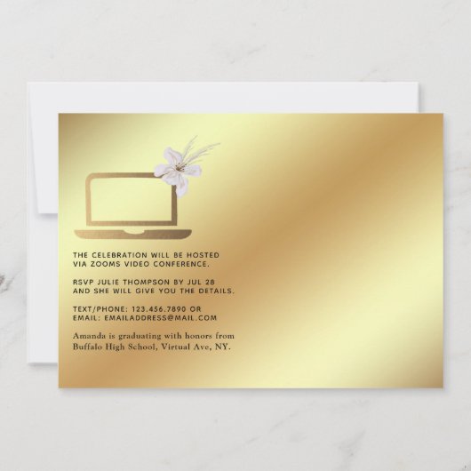 Foto zwart en Gold Virtual Afstuderen Aankondiging (Achterkant)