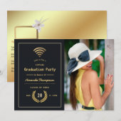 Foto zwart en Gold Virtual Afstuderen Aankondiging (Voorkant / Achterkant)