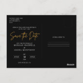 Foto Zwart en Goud Bruiloft Save the Date Briefkaart (Achterkant)